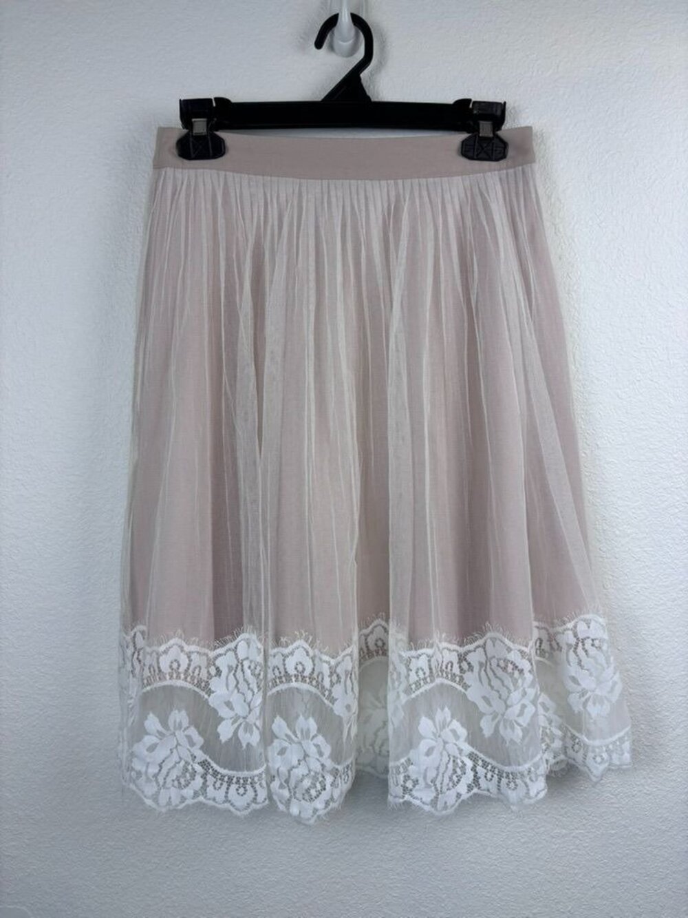 English Factory small nude lace trim tulle skirt romantic balletcore feminine